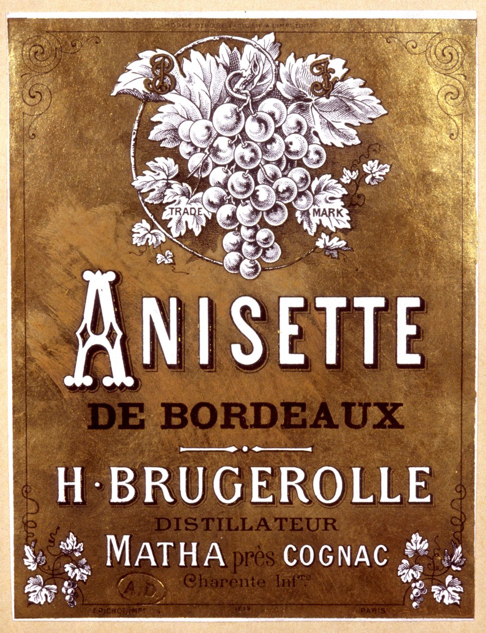 etiketa láhve Anisette de Bordeaux, konec 19. století od Unbekannter Künstler