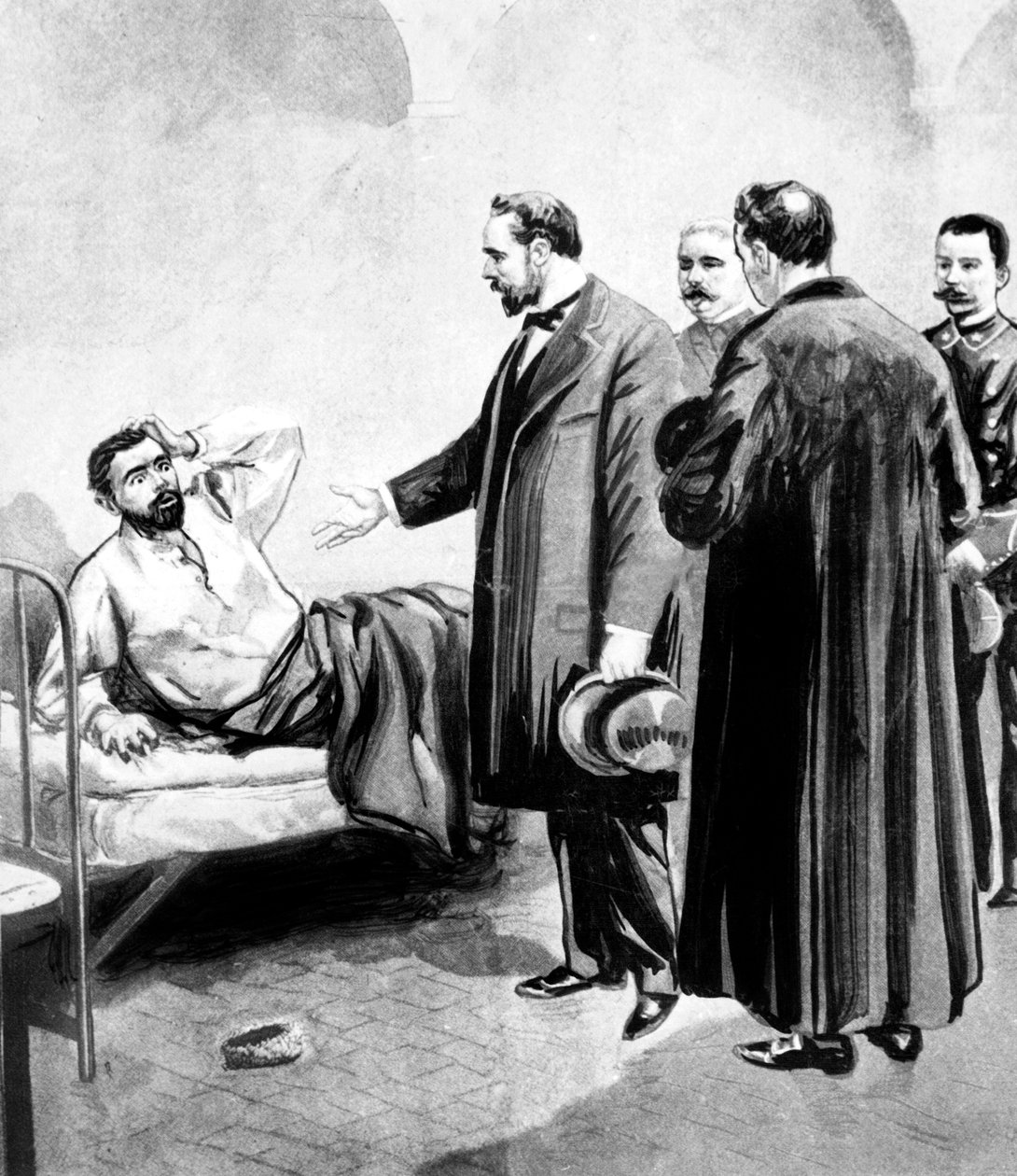 aféra Vacher, ve Francii koncem 19. století, jeden z prvních sériových vrahů, zde se Joseph Vacher probouzí ve vězení ráno po popravě 31. prosince od Unbekannt