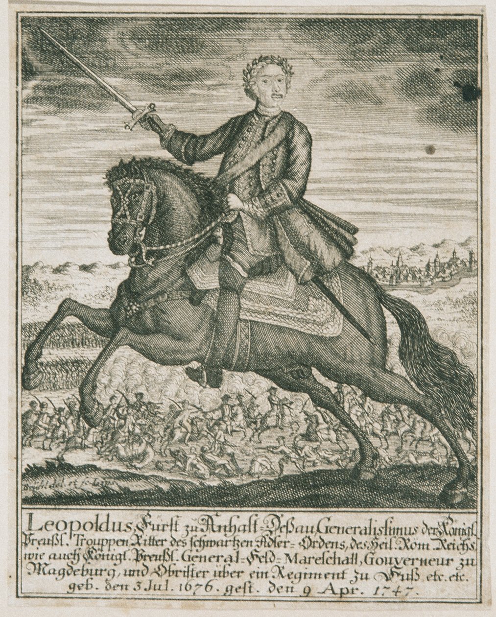 Velitel pruské armády Leopold I. princ z Anhalt-Dessau od Unbekannter Stecher