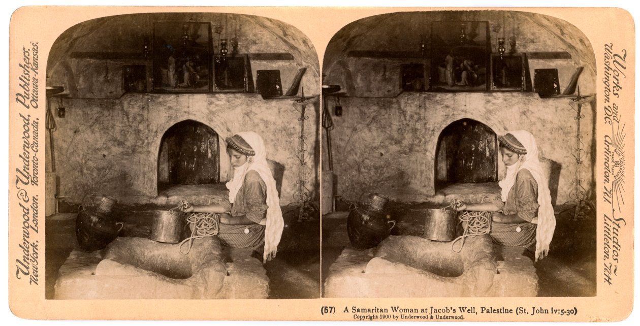 Samaritánka v Jacobs Well, Palestina, 1900. od Underwood and Underwood