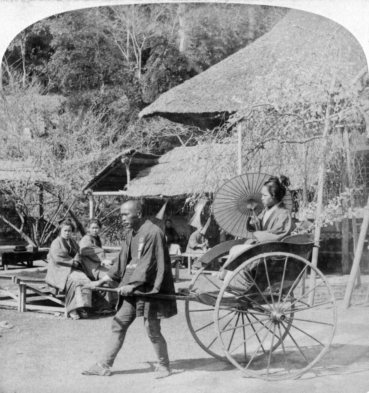 Ranní jízda v jinrikisha rikshaw, Sugita, Japonsko, 1896. od Underwood and Underwood