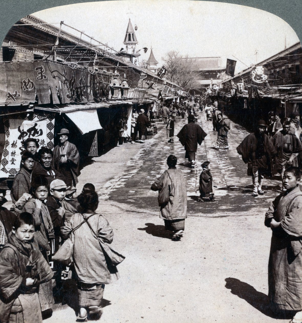 Asakusa Street, Tokio, Japonsko, 1896 od Underwood and Underwood