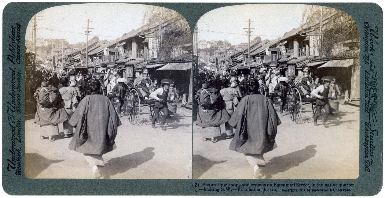Ulice Batsumati, Yokohama, Japonsko, 1904. od Underwood and Underwood