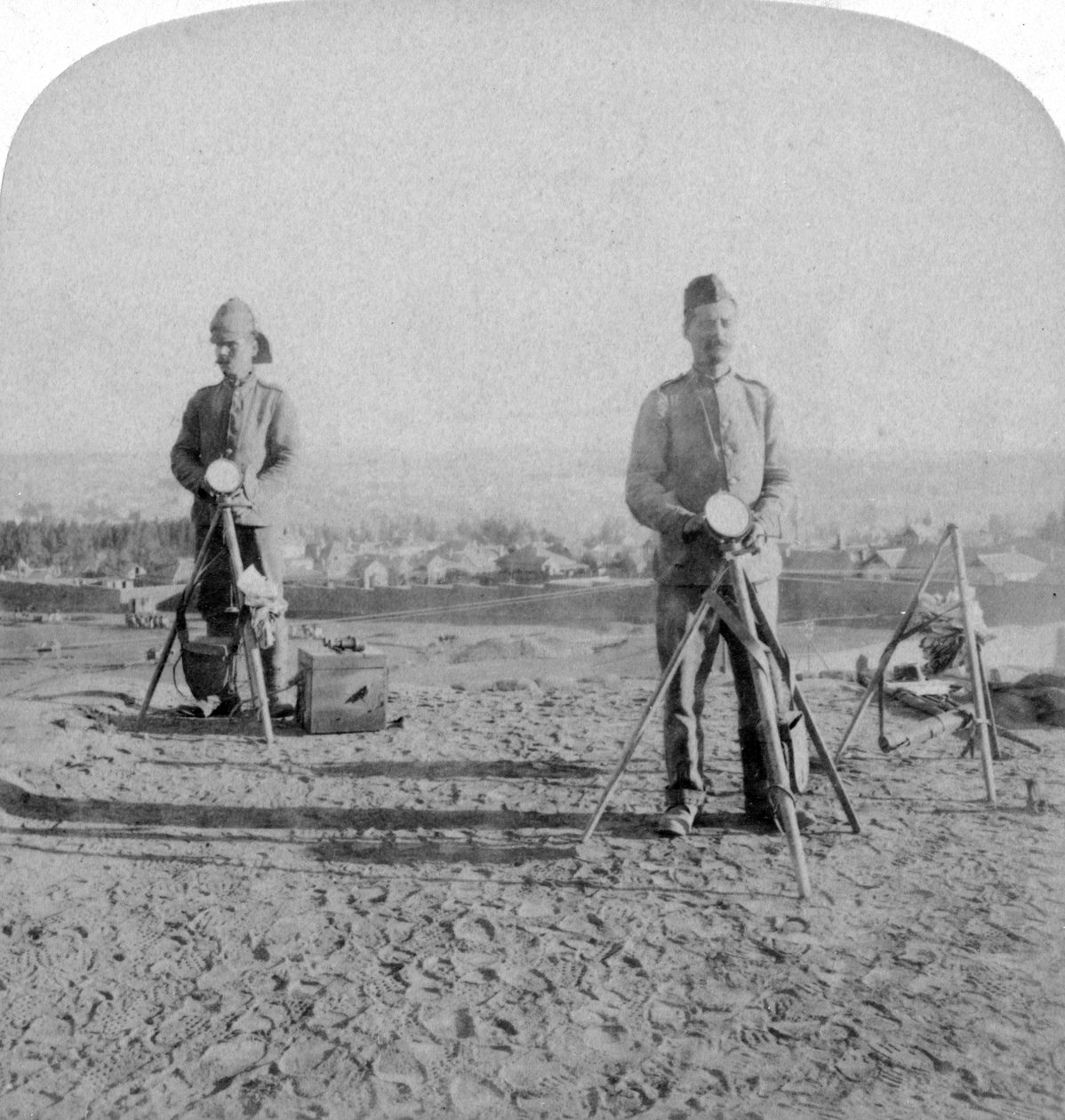 Britská heliografie z pevnosti v Johannesburgu zprávy o okupaci, búrské válce, 1900 od Underwood and Underwood
