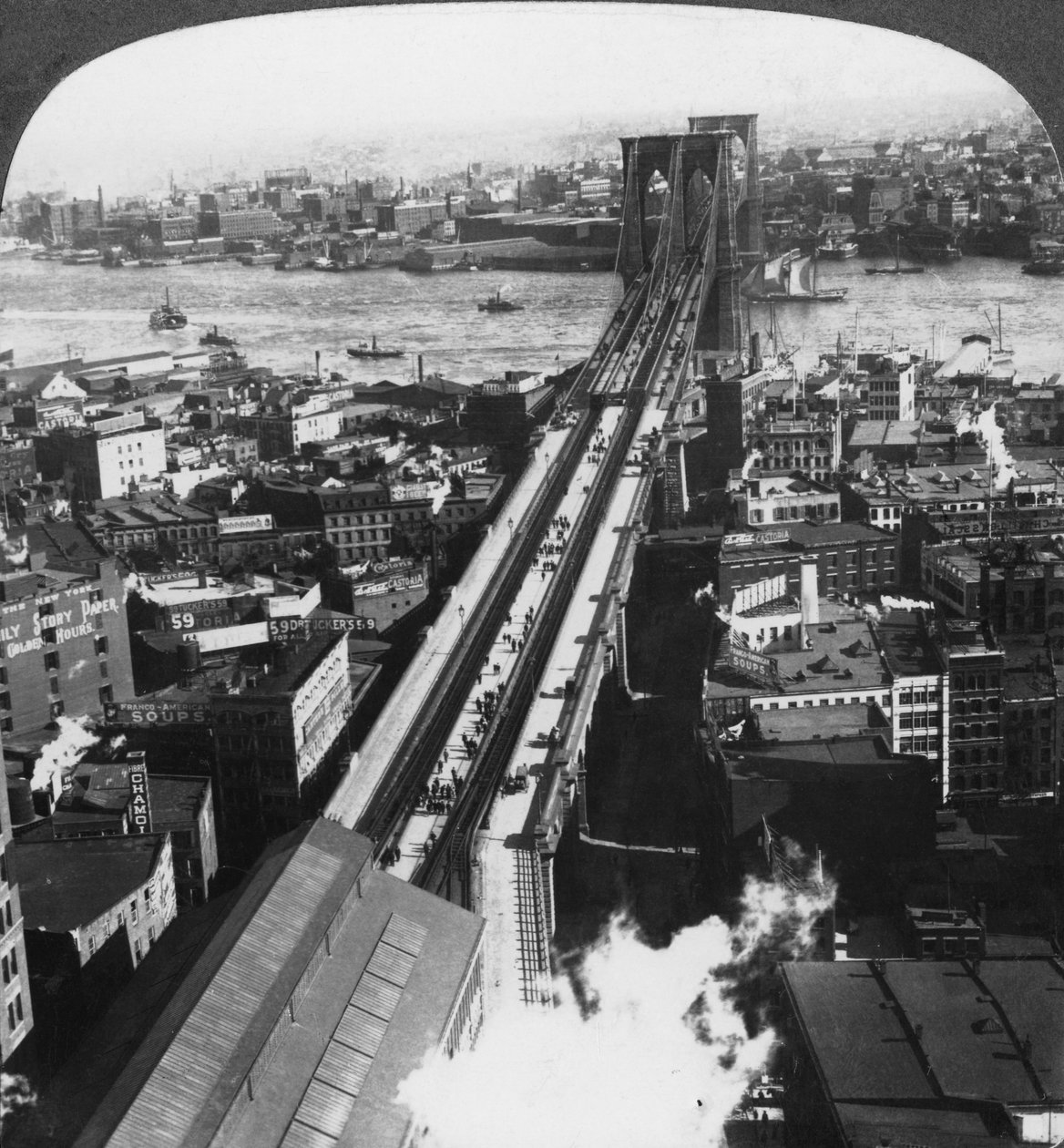 Brooklyn Bridge, New York City, New York, USA, konec 19. nebo začátek 20. století. od Underwood and Underwood