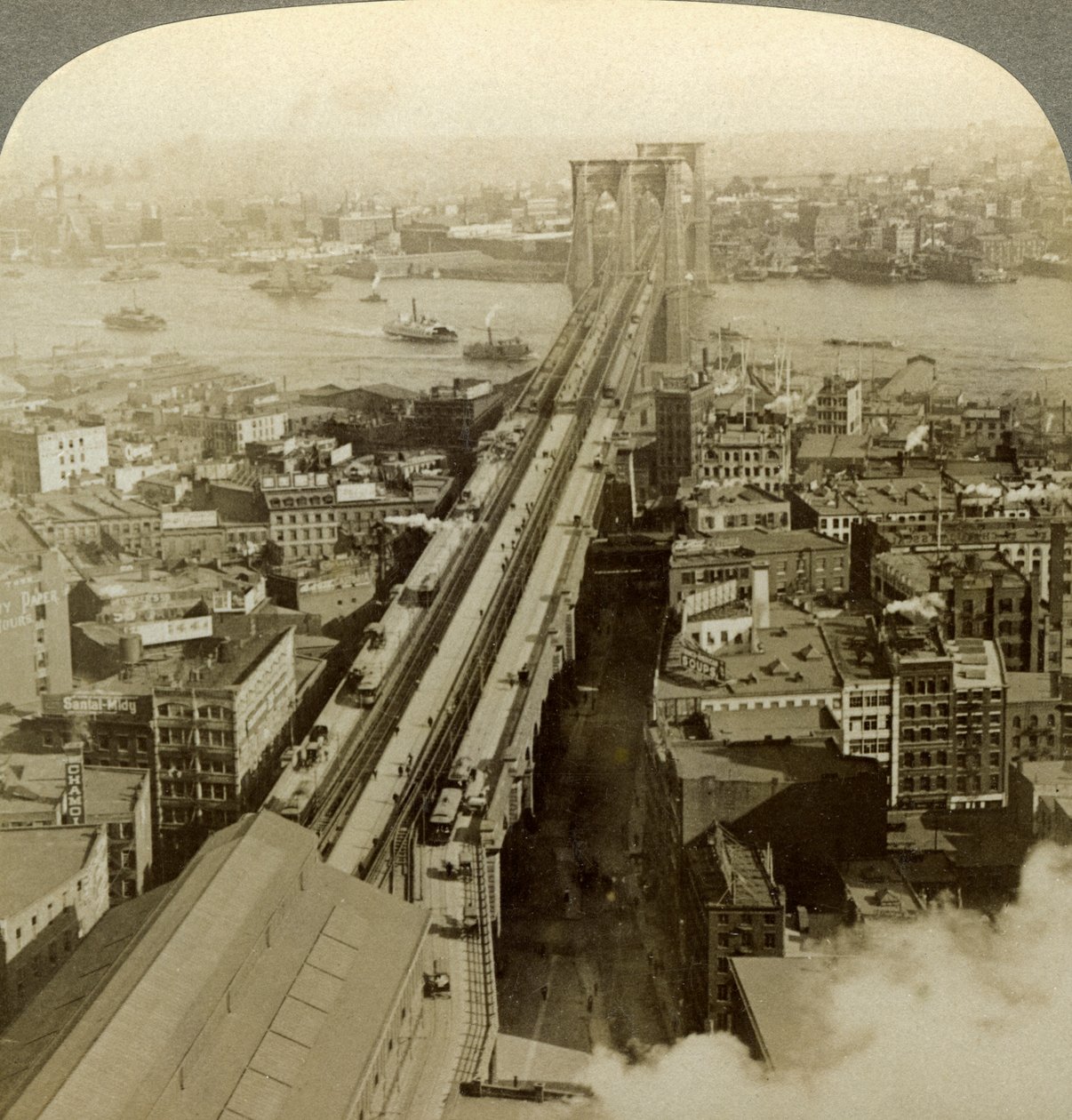 Brooklyn Bridge, New York, USA. od Underwood and Underwood