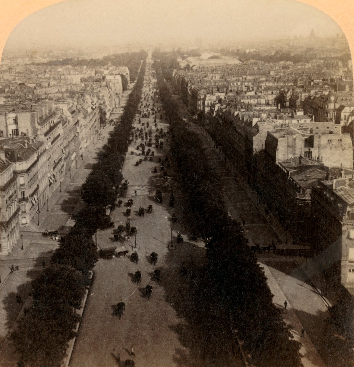 Champs Elysees, oblíbená cesta Paříže, Francie, 1894. od Underwood and Underwood