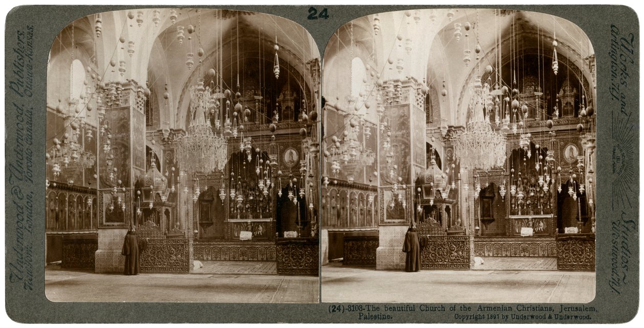 Kostel arménských křesťanů, Jeruzalém, Palestina, 1897. od Underwood and Underwood