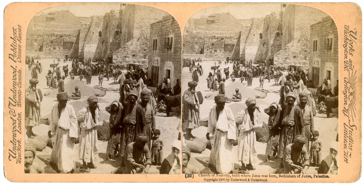 Kostel Narození Páně, postavený tam, kde se narodil Ježíš, Betlém, Palestina, 1900. od Underwood and Underwood
