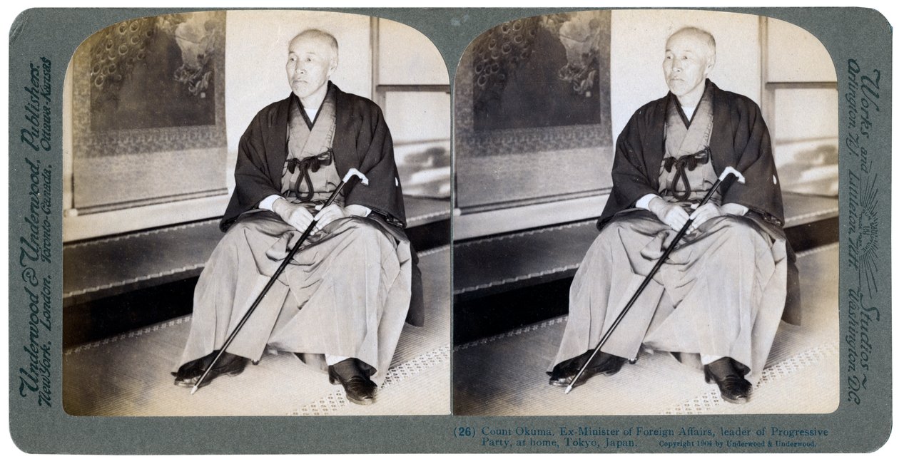 Hrabě Okuma, bývalý ministr zahraničních věcí, vůdce Progresivní strany, Tokio, Japonsko, 1904. od Underwood and Underwood