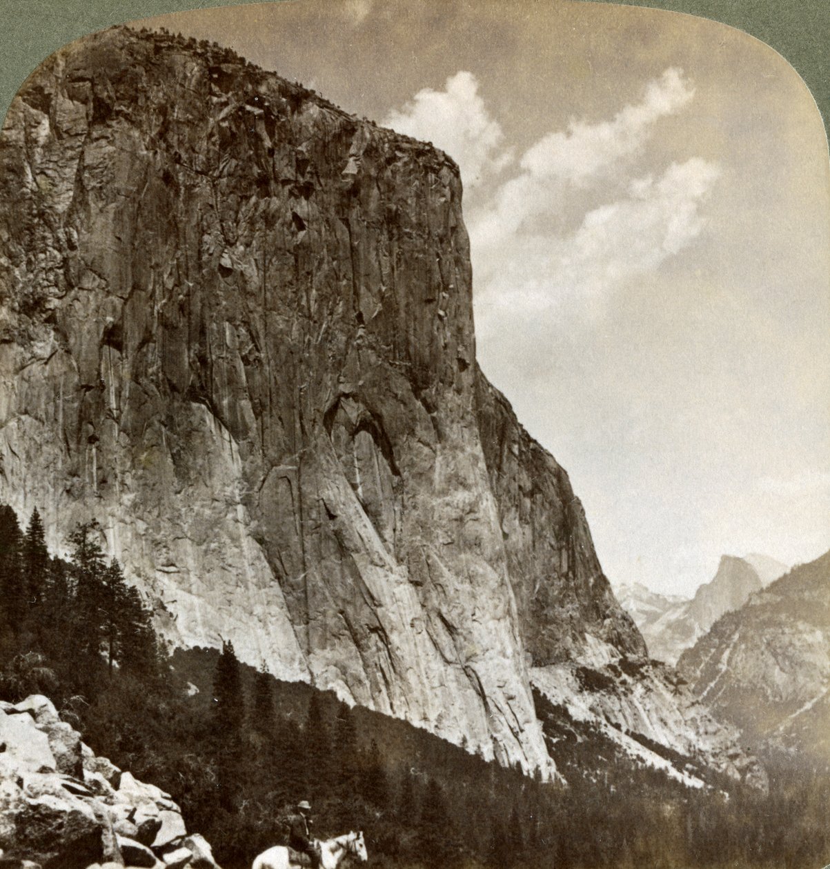 El Capitan and Half Dome, Yosemite Valley, Kalifornie, USA, 1902 od Underwood and Underwood
