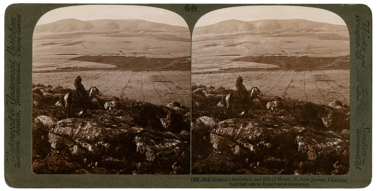 Bojiště Gideonů a vrch Moreh, severně od Jezreelu, Palestina, 1900. od Underwood and Underwood
