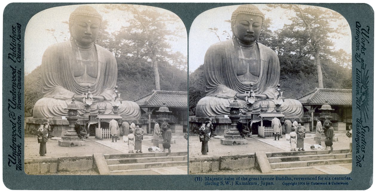 Velký bronzový Buddha, Kamakura, Japonsko, 1904 od Underwood and Underwood