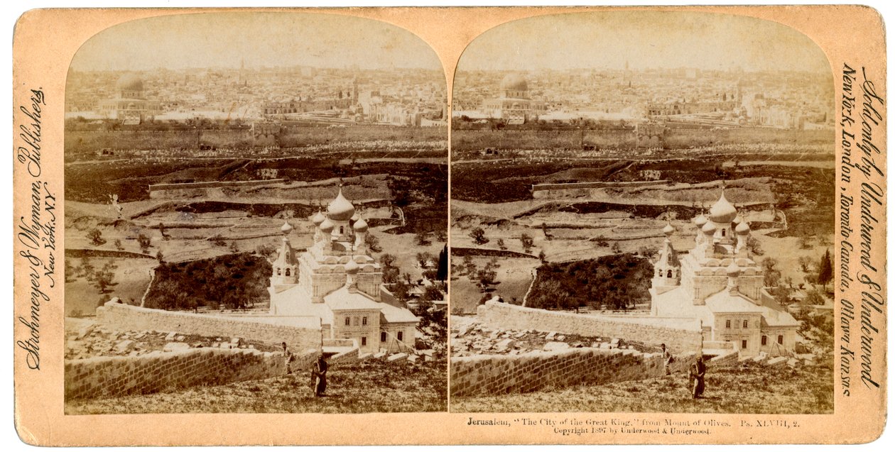 Jeruzalém, jak je vidět z Olivetské hory, Palestina, 1897. od Underwood and Underwood