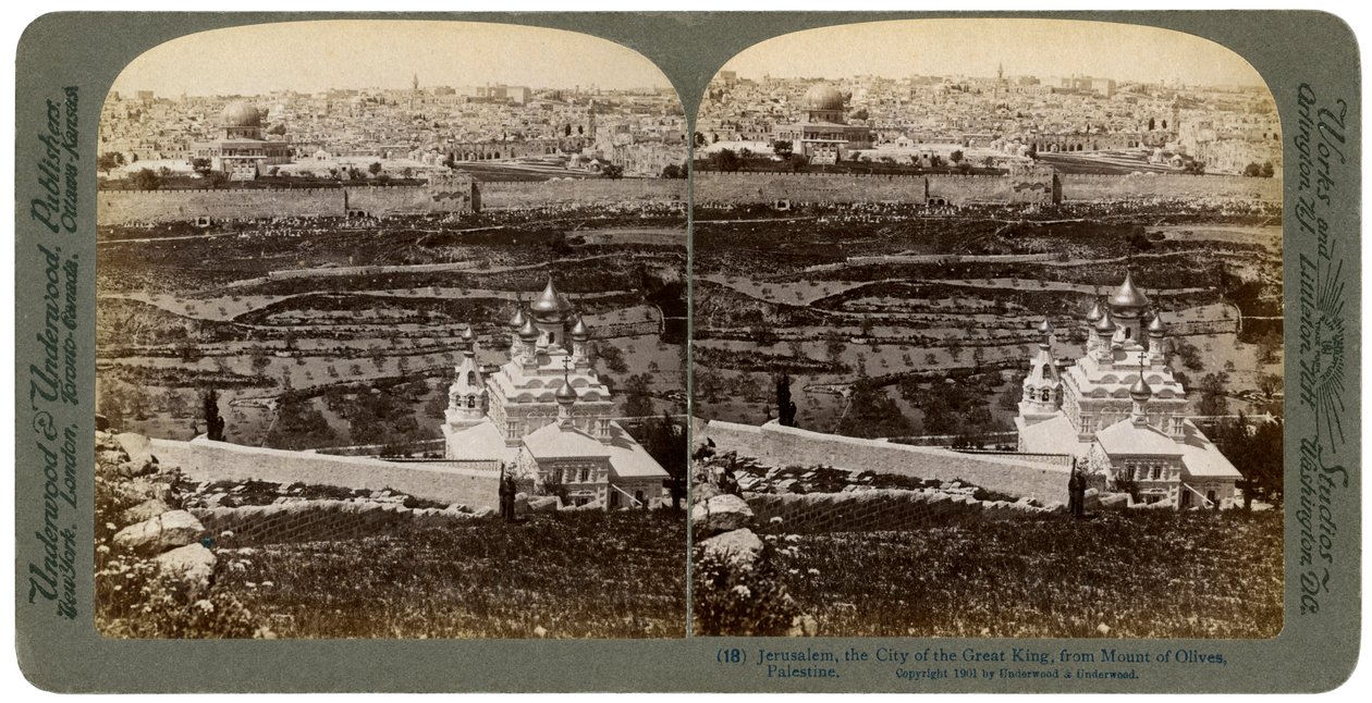 Jeruzalém, jak je vidět z Olivetské hory, Palestina, 1901. od Underwood and Underwood