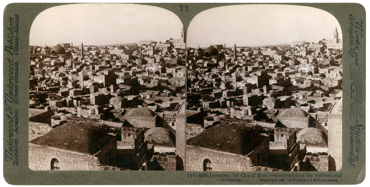 Jeruzalém, jak je vidět ze severní zdi, Palestina, 1897. od Underwood and Underwood