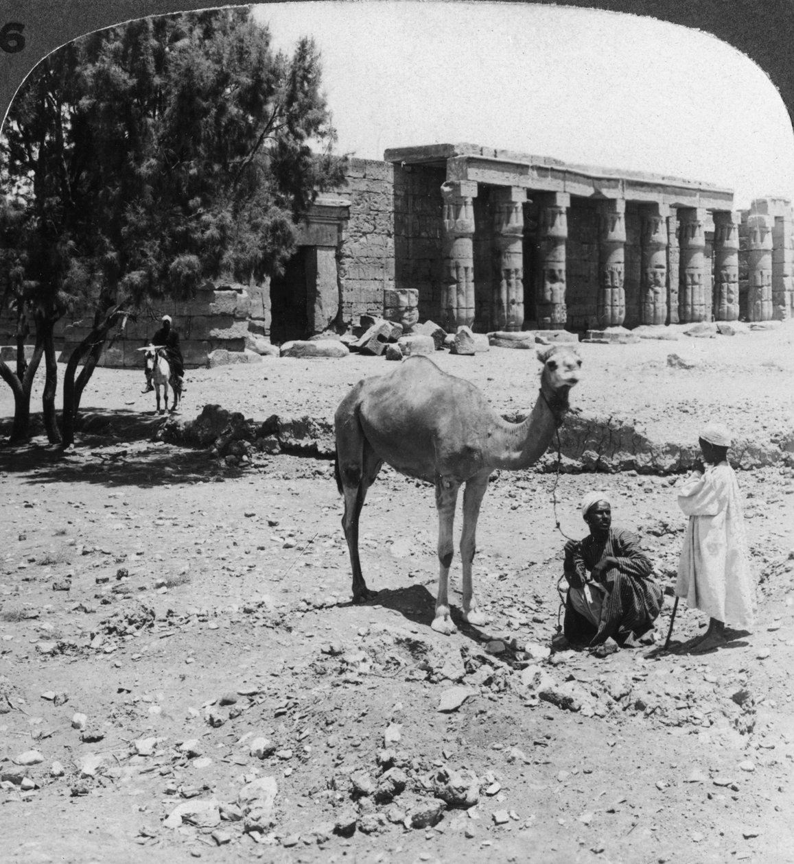 Při pohledu na sever k chrámu Sethos I, Théby, Egypt, 1905. od Underwood and Underwood