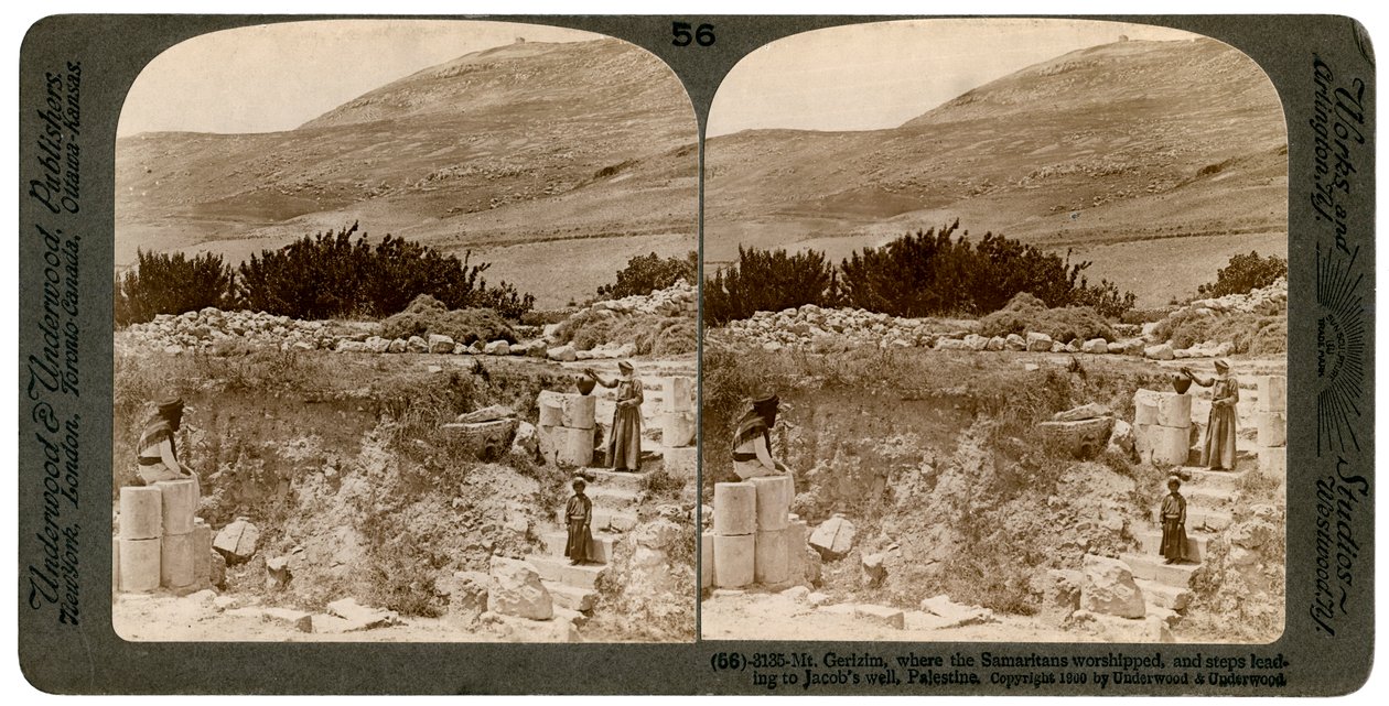 Hora Gerizim, kde Samaritáni uctívali, Palestina, 1900. od Underwood and Underwood
