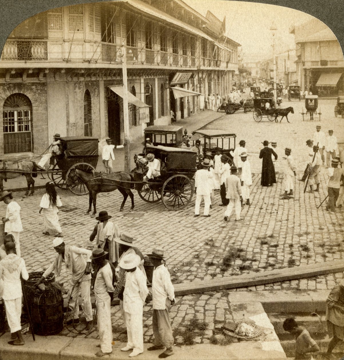 Rosario Road a Binondo Church, Manila, Filipíny. od Underwood and Underwood