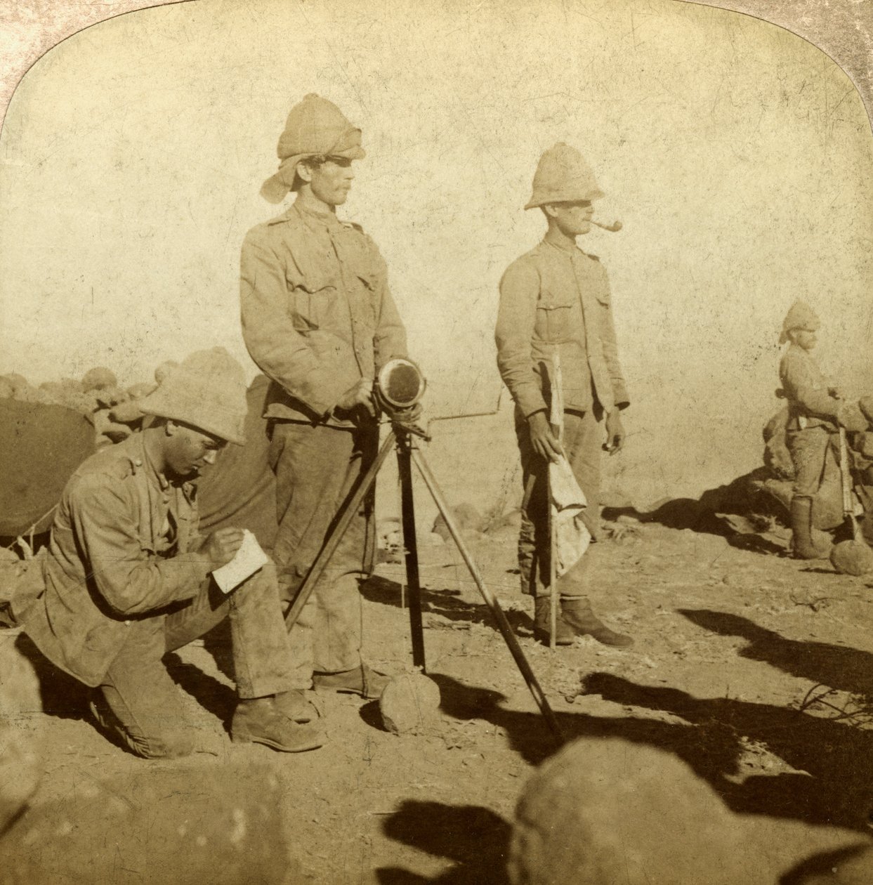 Signalisté Yorkshire Regiment, Nový Zéland Hill, Jižní Afrika, Búrská válka, 1900 od Underwood and Underwood