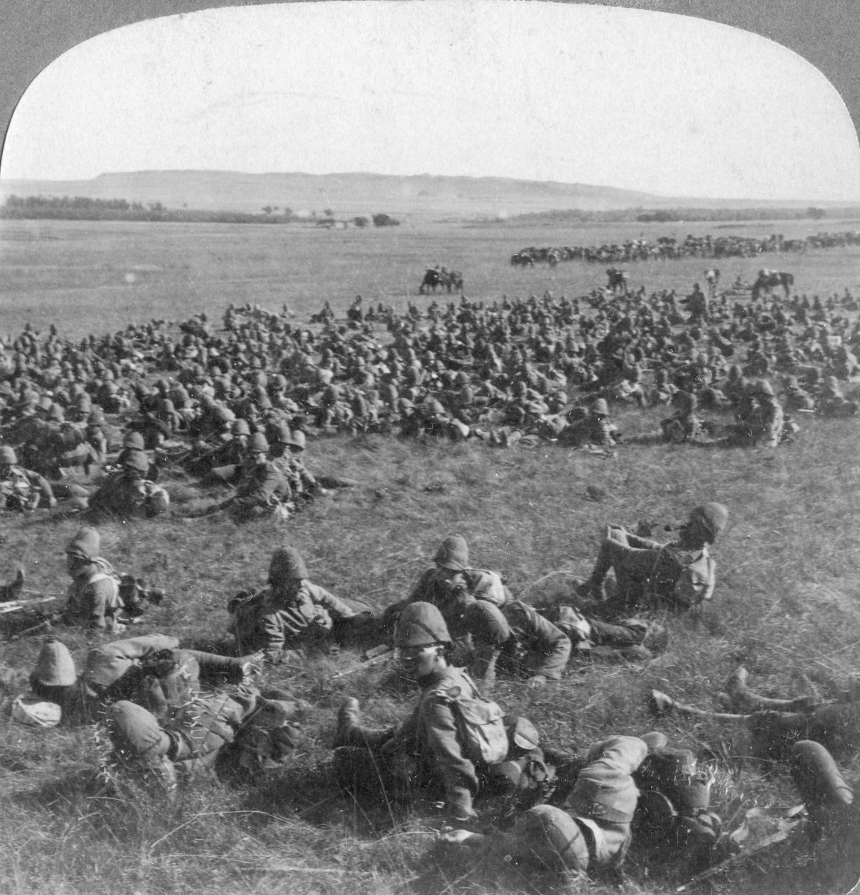 9. divize odpočívá na pochodu do Bloemfonteinu v Jižní Africe, búrská válka, 1901 od Underwood and Underwood