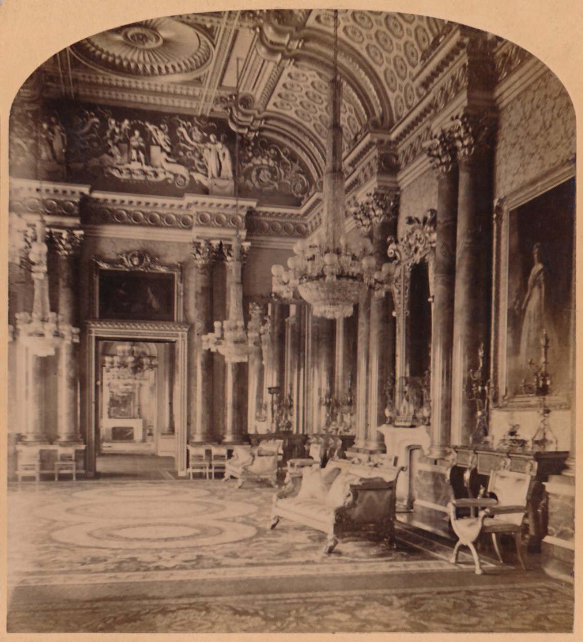 The Queens Gorgeous Blue Room, Buckinghamský palác, Londýn, Anglie, 1900. od Underwood and Underwood