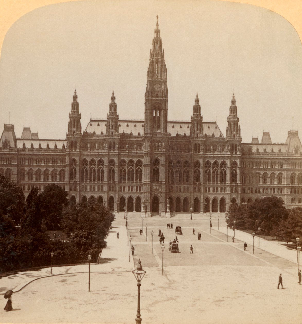 Velký Rathhaus, Vídeň, Rakousko Tower 320 stop vysoká, 1899. od Underwood and Underwood