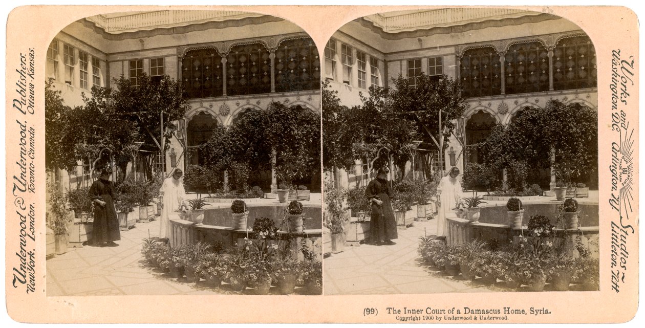 Vnitřní dvůr domu v Damašku, Sýrie, 1900. od Underwood and Underwood