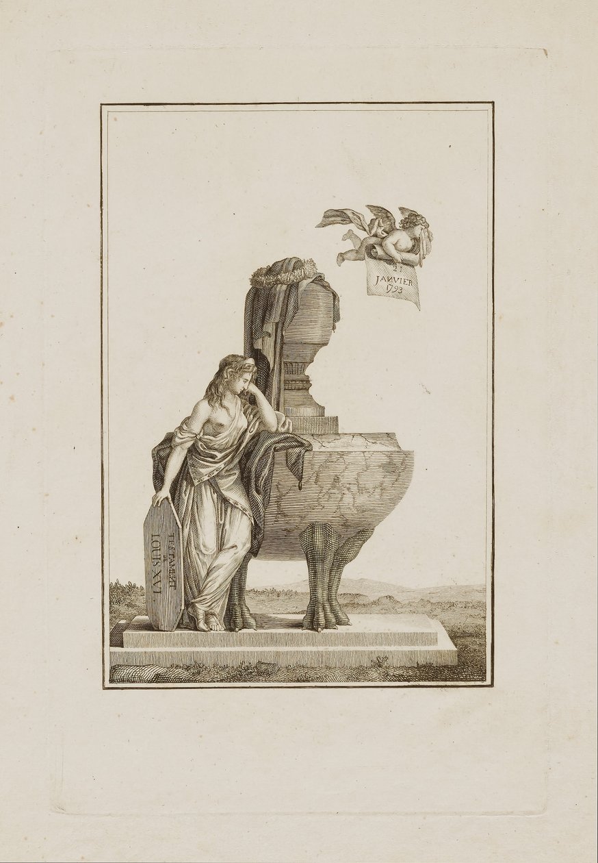 Mytologická postava truchlící nad hrobem Ludvíka XVI. od Unidentified