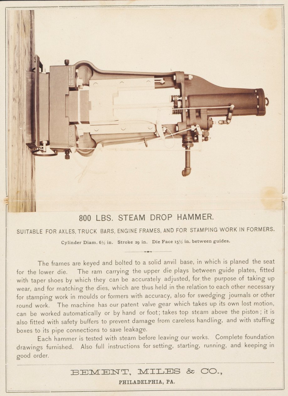 [Steam Drop Hammer, Bement, Miles and Company, Philadelphia] od Unidentified