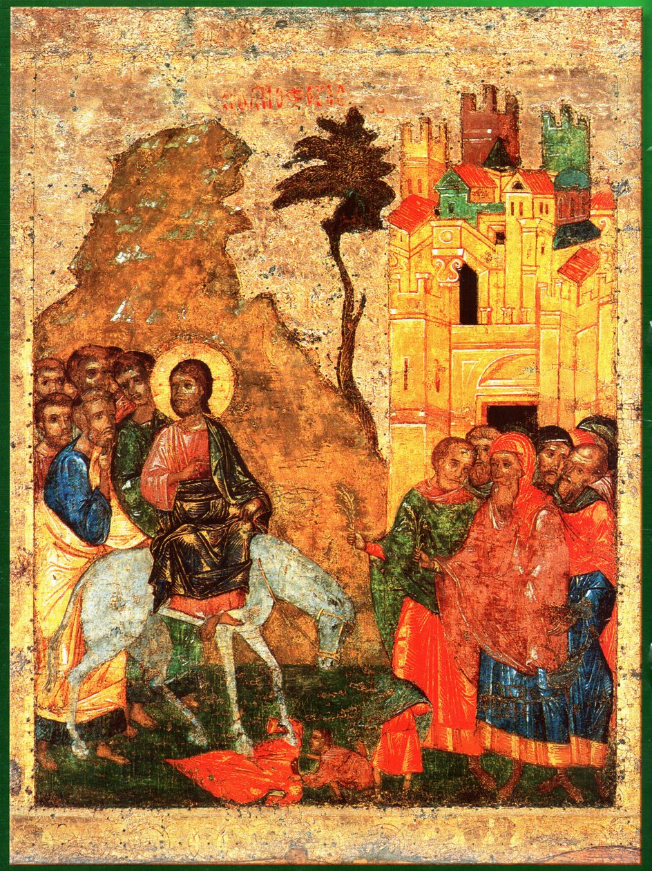 Vstup do Jeruzaléma. Ruská ikona 14 c od Unknown