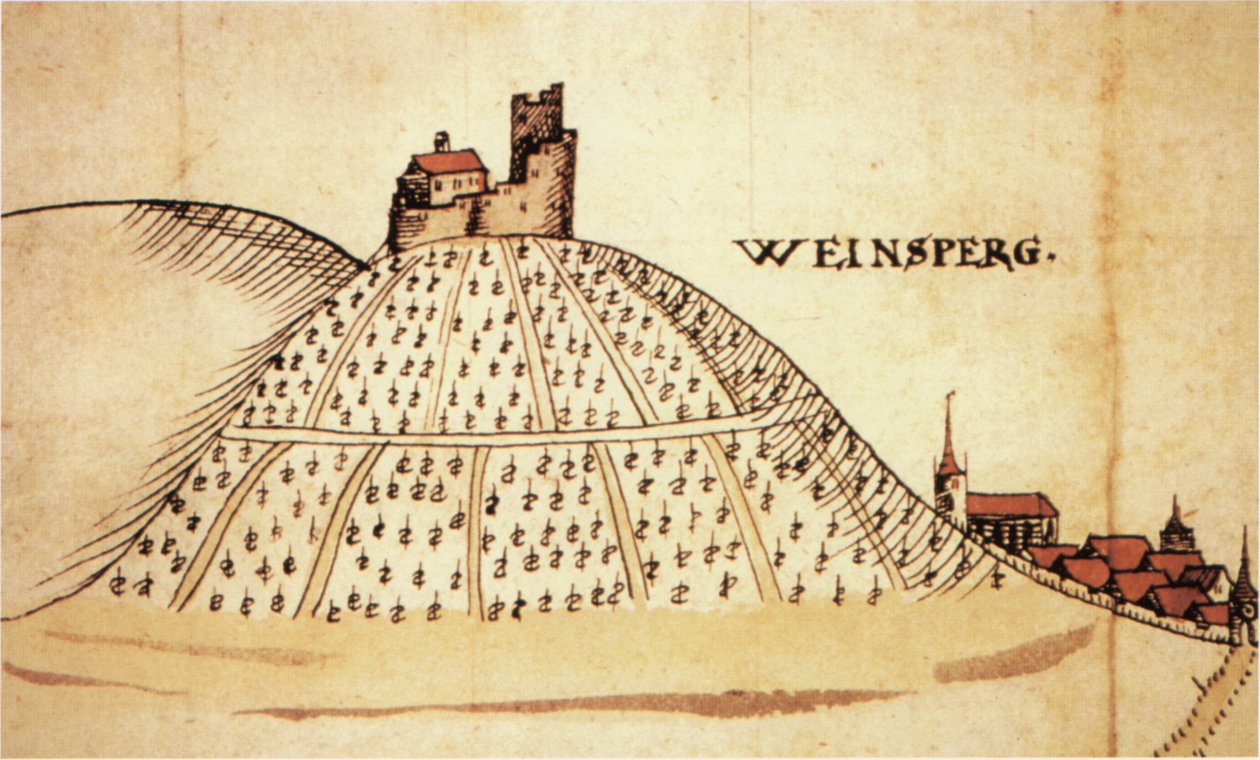Weinsberg v roce 1597. Část mapy území Heilbronn od Unknown
