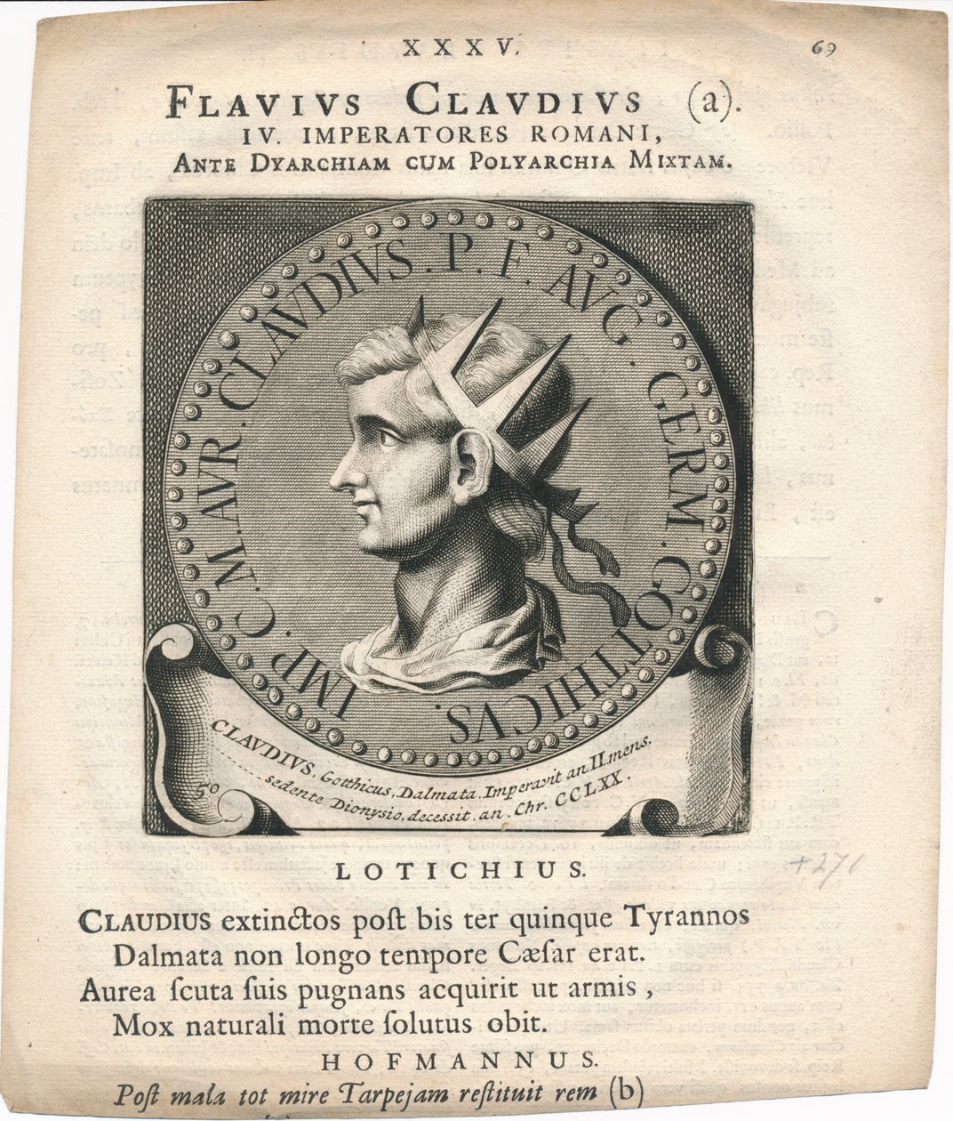 hlubotisk v medaillonu van Marcus Aurelius Claudius Quintillus od Unknown