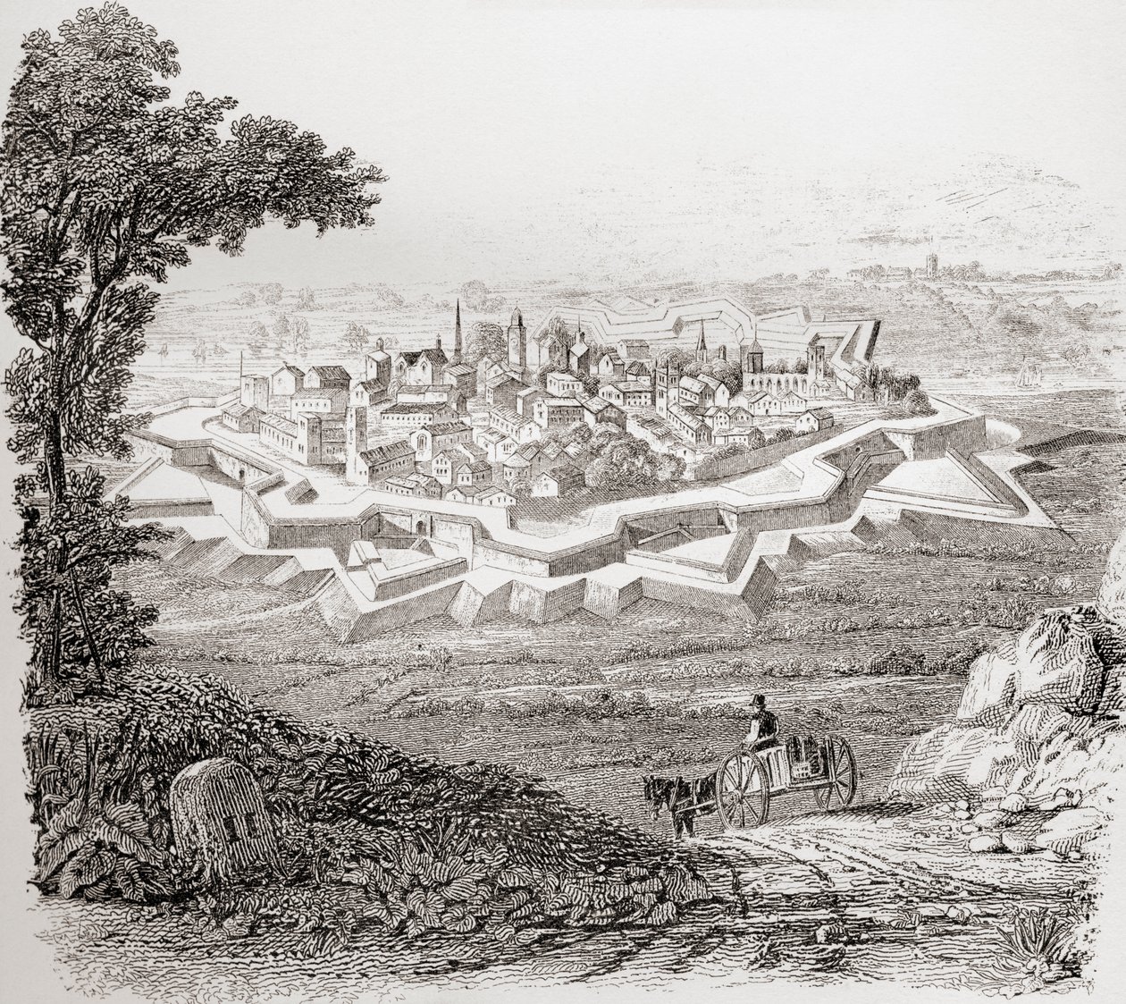 Celkový vzhled bastionové pevnosti nebo hvězdné pevnosti z The National Encyclopaedia, vydané kolem roku 1890 od Unbekannt Unbekannt