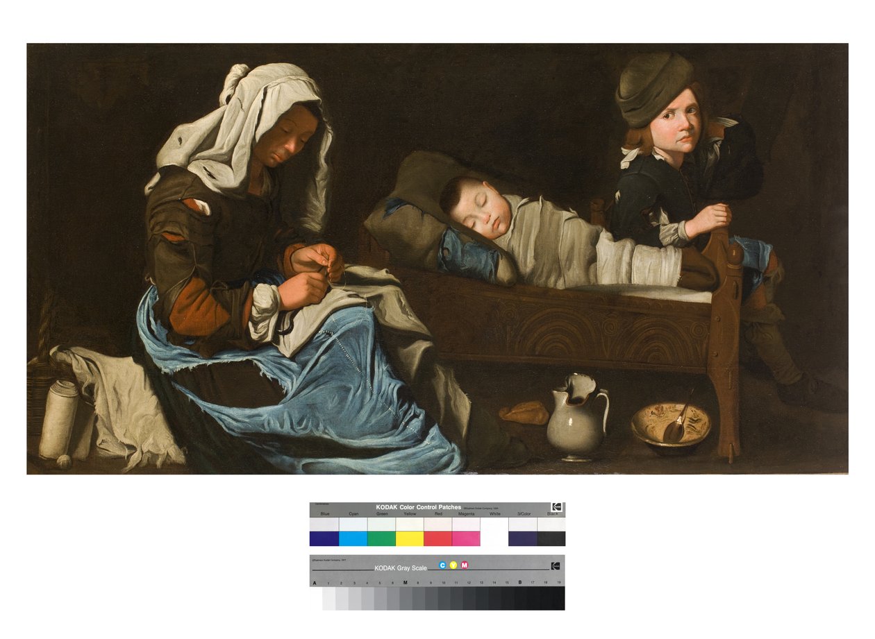 Matka šije se dvěma dětmi, 1670-1700 od Unbekannt Unbekannt