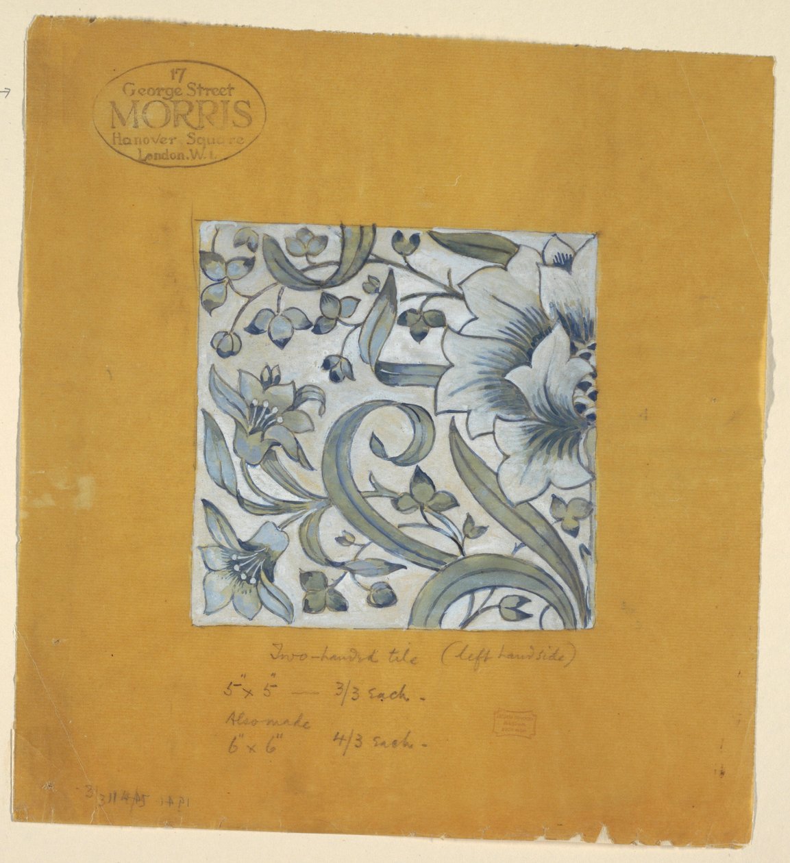 Kresba, design podle Williama Morrise, dlaždice, po roce 1917 od Unknown
