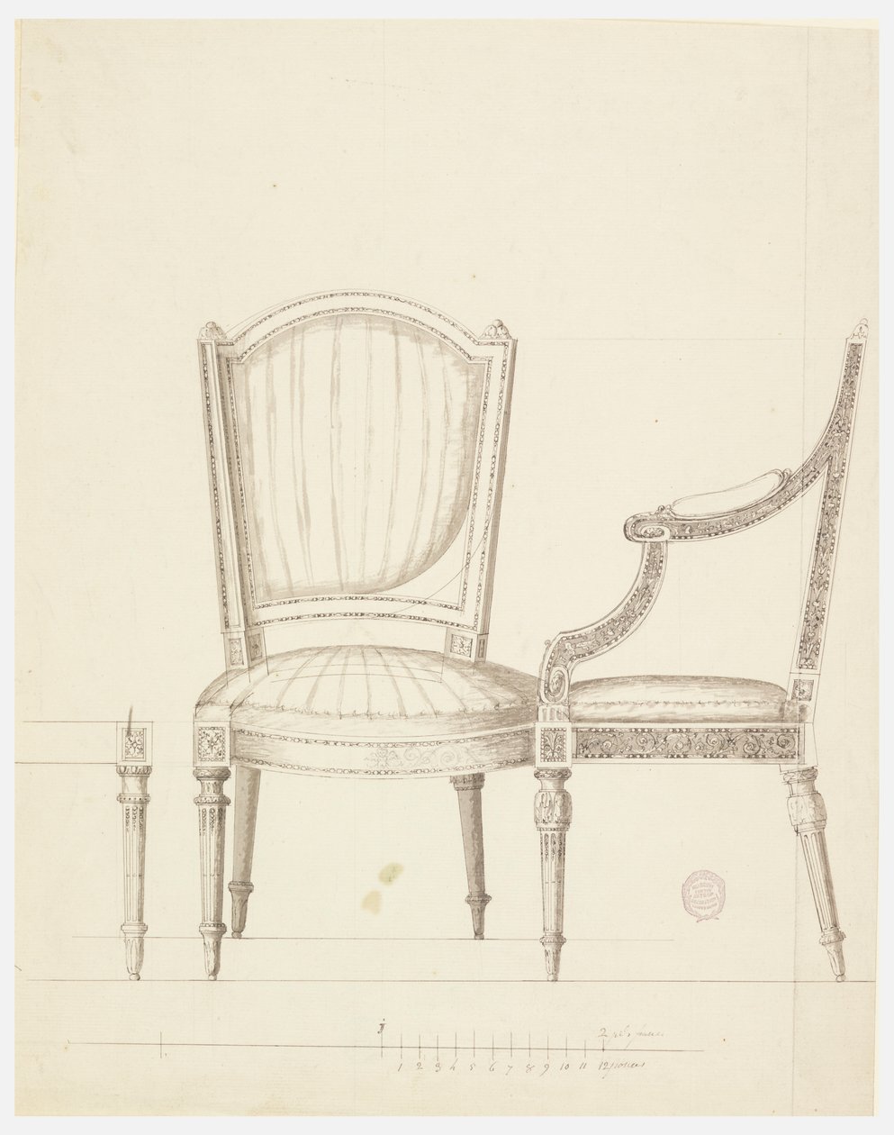 Kresba, návrh pro dvě židle s alternativními návrhy, 1760–65 od Unknown
