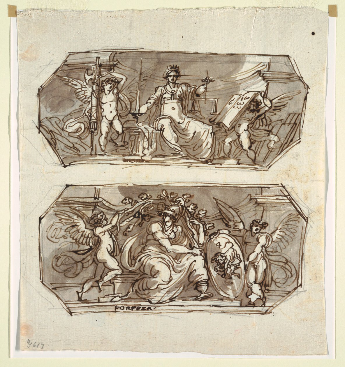 Kresba, spravedlnost a síla, ve dvou osmiúhelnících, 1812 od Unknown