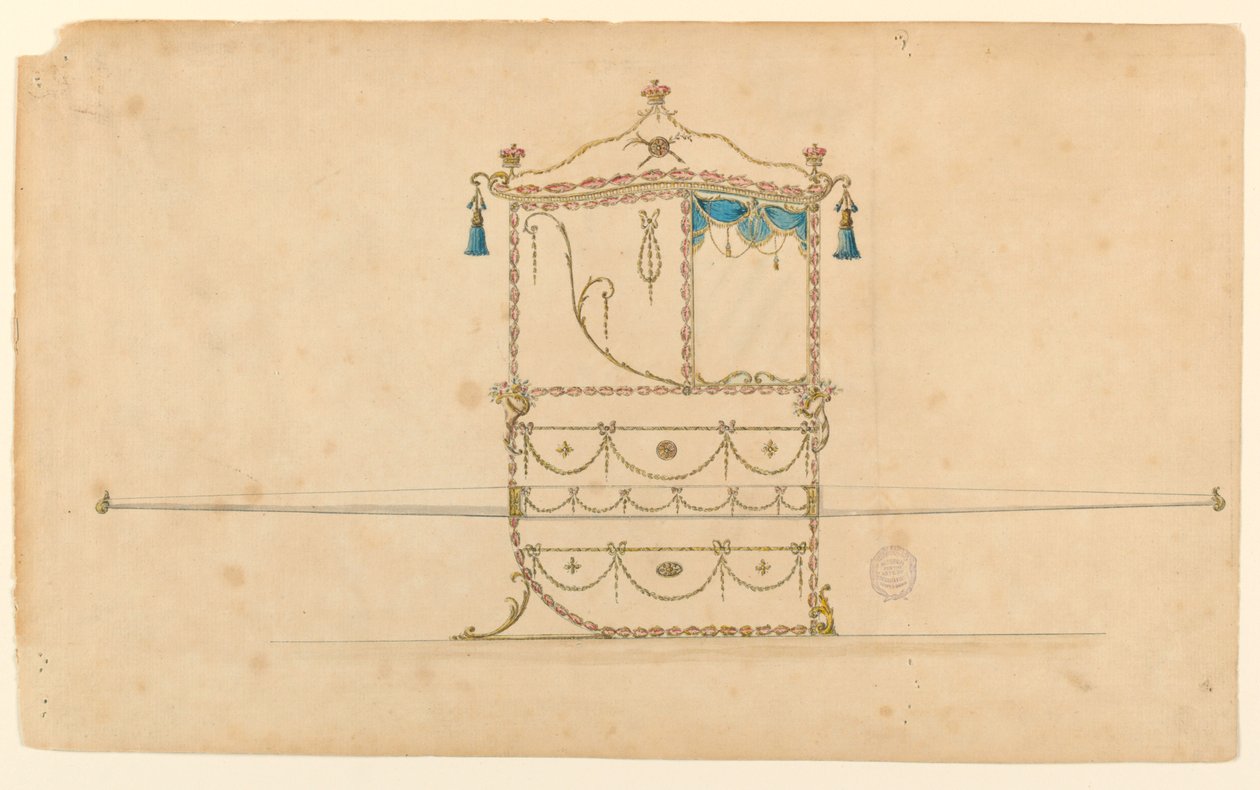 Kresba, projekt sedací židle, 1770–75 od Unknown
