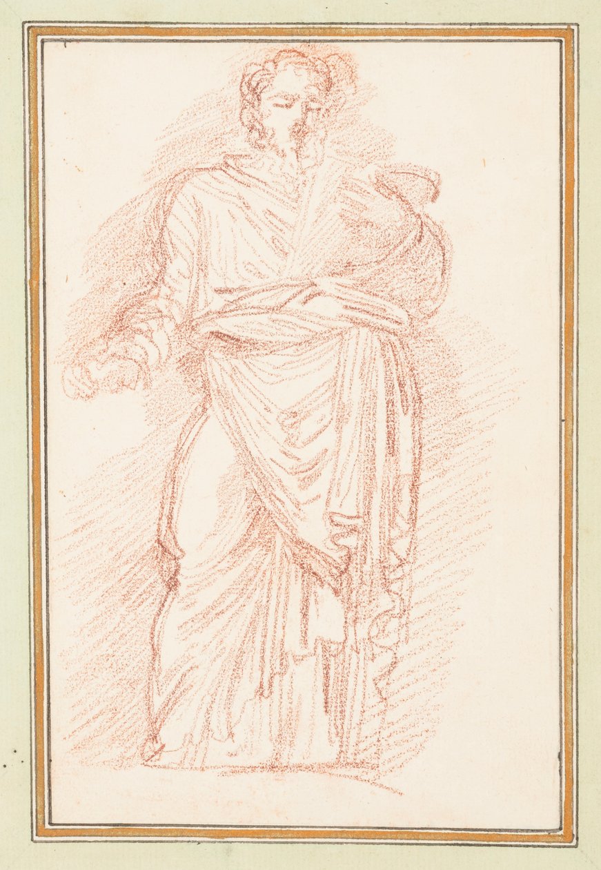 Kresba, oděná postava se zavazováním kolem pasu, ca. 1759–70 od Unknown