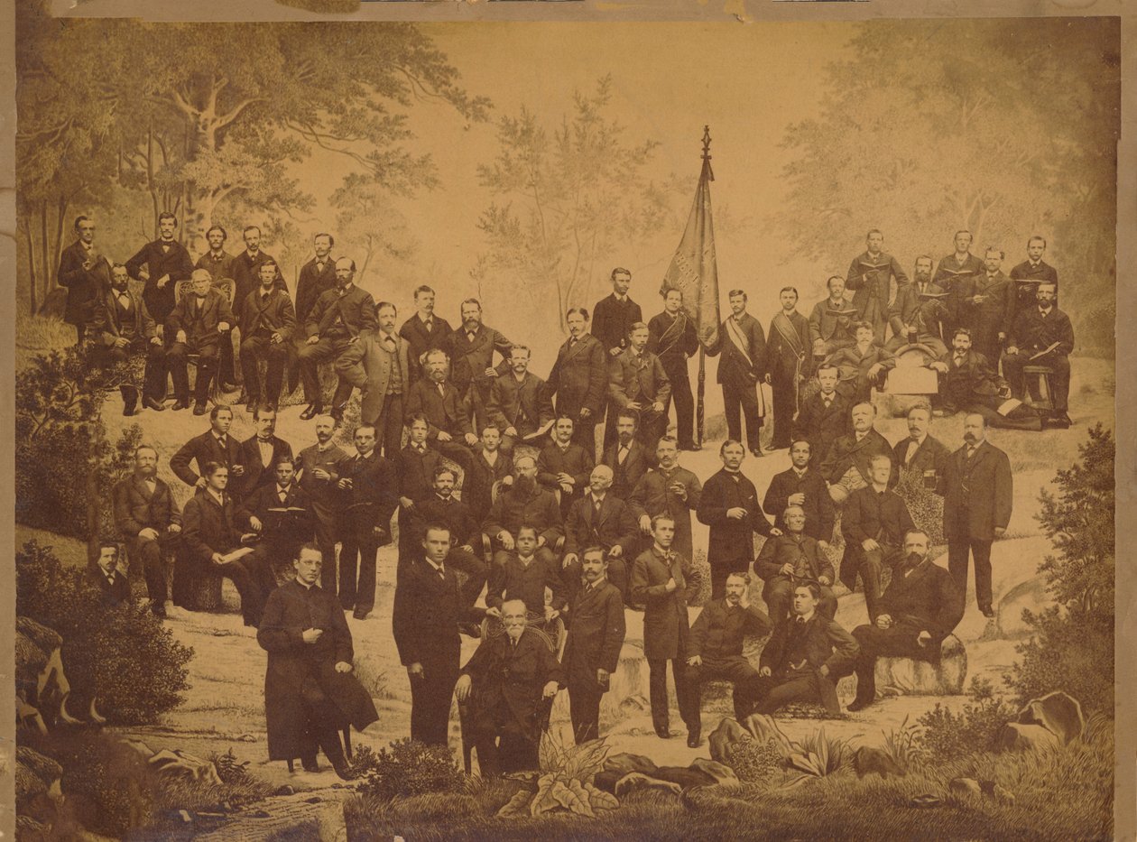 Oberursel Gesellenverein 1881 Panoramatická fotografie s vrchním pastorem Wilhelmem Trippem od Unknown