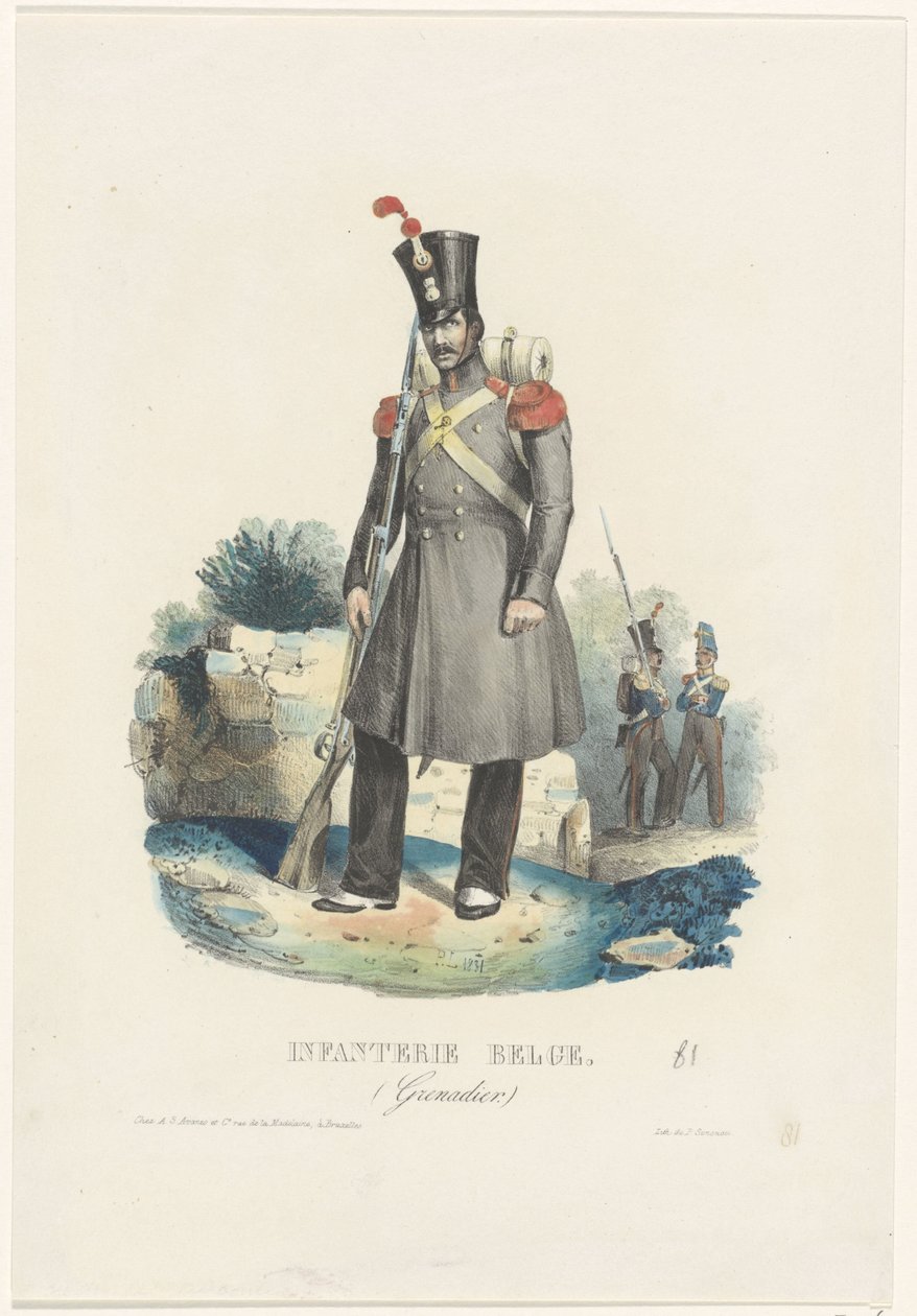 Belgický granátník, 1831 Belgická pěchota. (Grenadier.) (titul na předmětu) od Unknown