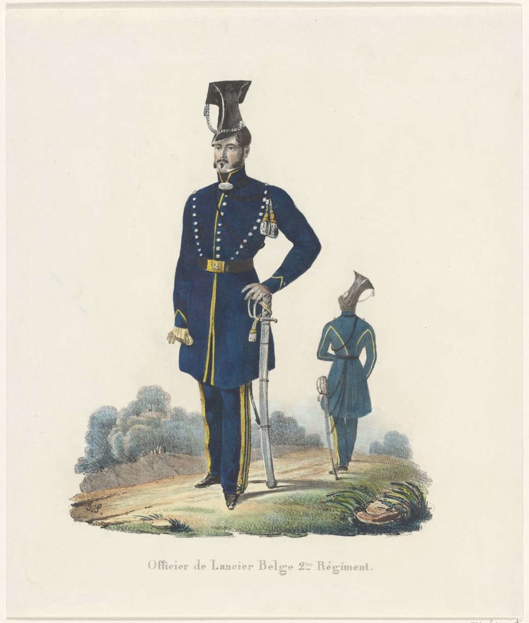 Belgická šňůrka na krk, 1830 Důstojník belgického Lancer 2nd Regiment (titul na předmětu) od Unknown