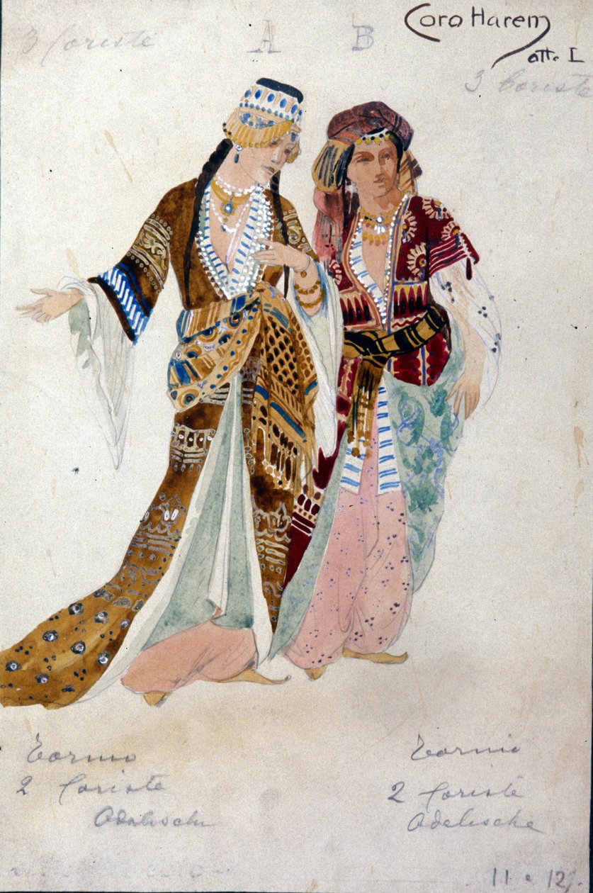 Kostýmy pro ženy z harému z opery Oberon od Carla Maria von Webera od Unknown