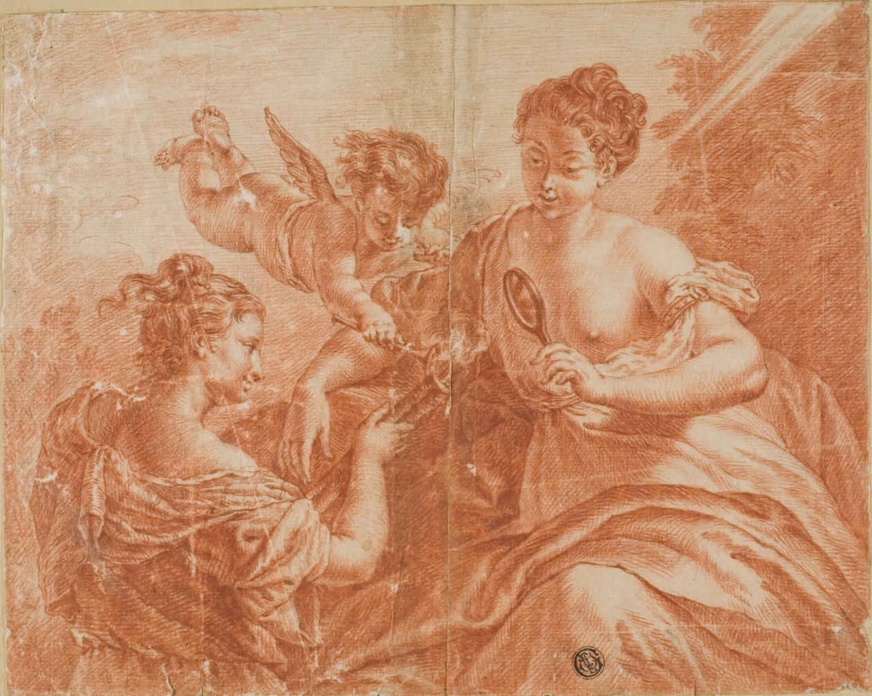 Cupid a dvě ženy zapalující pochodeň od Unknown