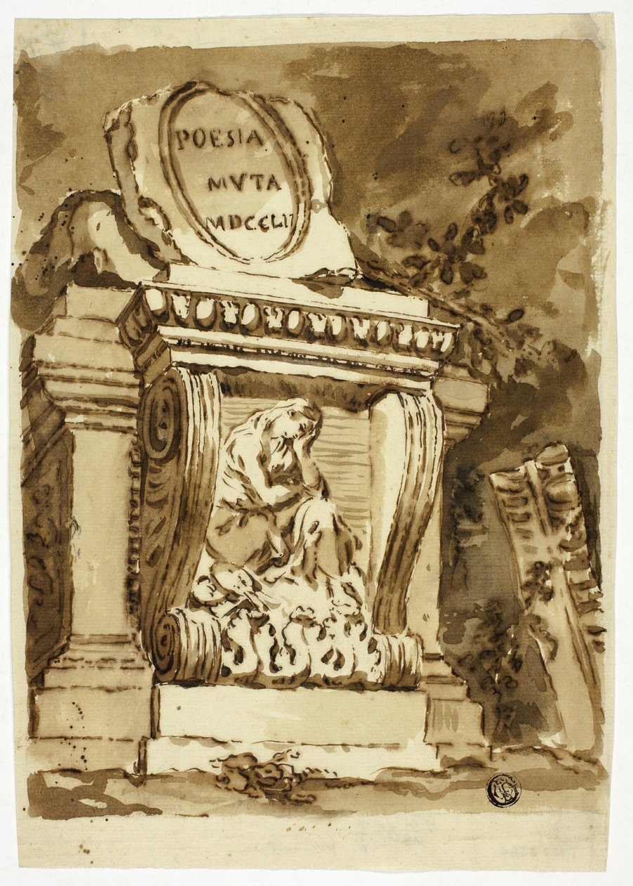 Pohřební památník s nápisem „Poesia Muta“ od Unknown