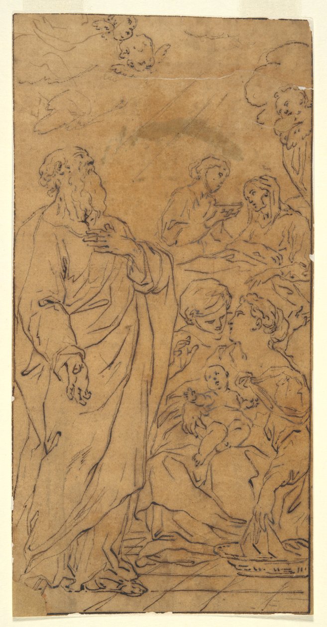 Svatá rodina a svatý (Narození Panny Marie), v Římě, S.Giovanni in Fonte od Unknown