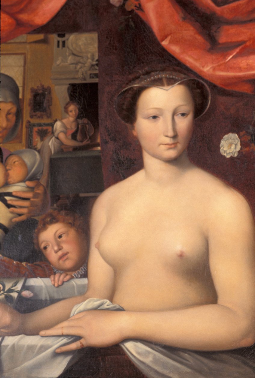 Indre & Loire N* 328 - Chateau dAzay-le-Rideau - prodej 4 "” la Dame au bain”” detail. Obraz Karla Ernesta Lehmana (1814-1882), podle Francoise Cloueta (1515-1572) od Unknown