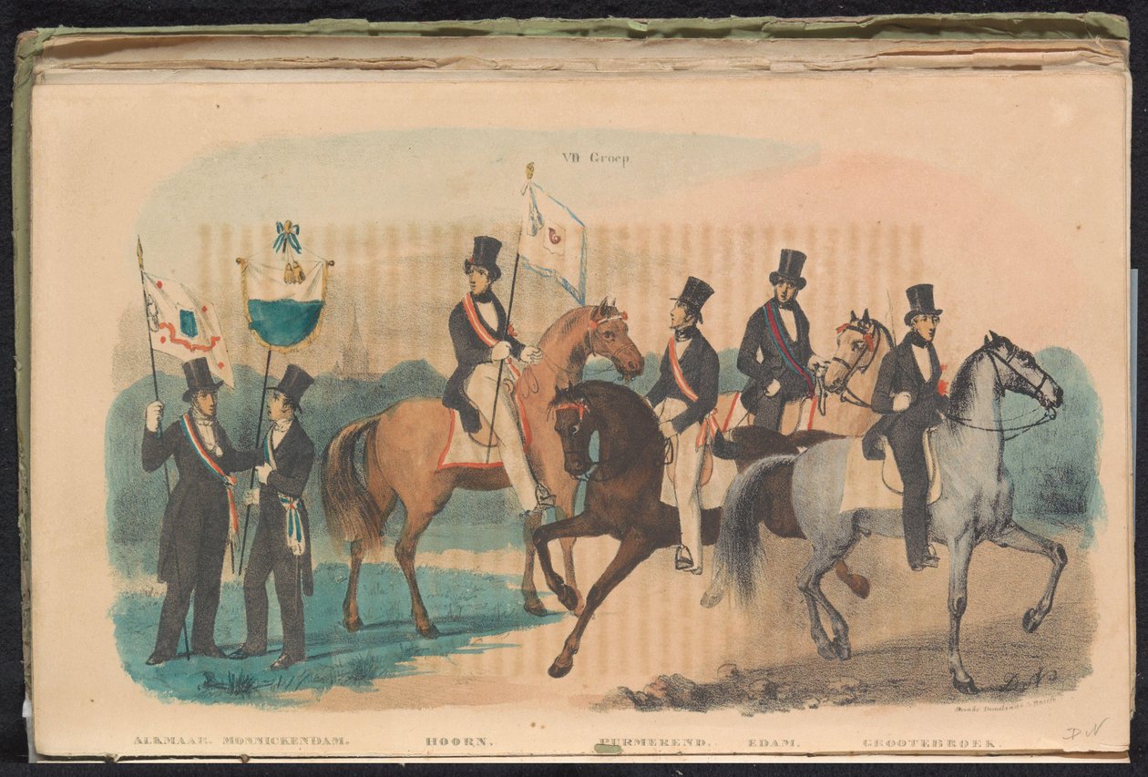 Kostýmy a prapory čestných stráží Alkmaar, Monnickendam, Hoorn, Purmerend, Edam a Grootebroek, 1840-1842 VII. Skupina (název na objektu) od Unknown