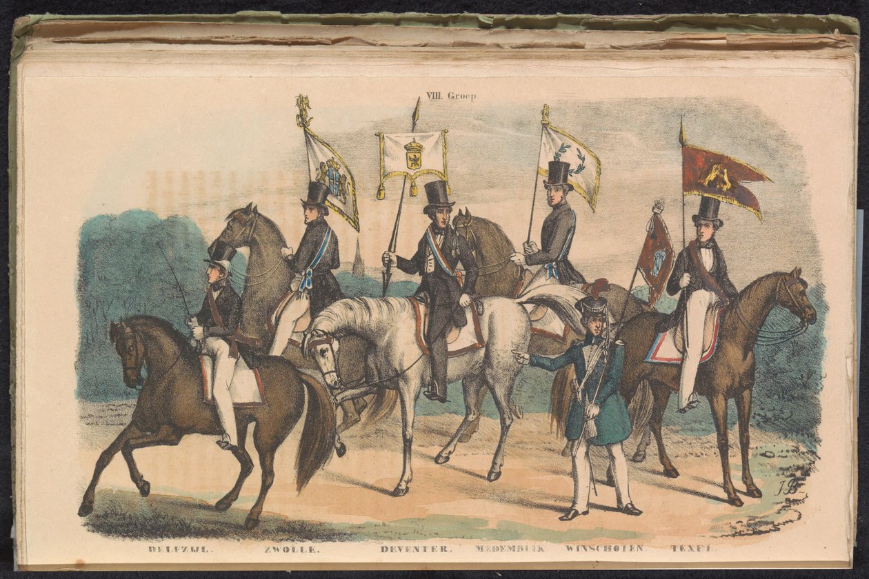 Kostýmy a prapory čestné stráže Delfzijl, Zwolle, Deventer, Medemblik, Winschoten a Texel, 1840-1842 VIII. Skupina (název na objektu) od Unknown